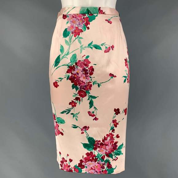 DOLCE & GABBANA Other - DOLCE & GABBANA Blush &  Burgundy Silk and Spandex Floral Pencil Skirt